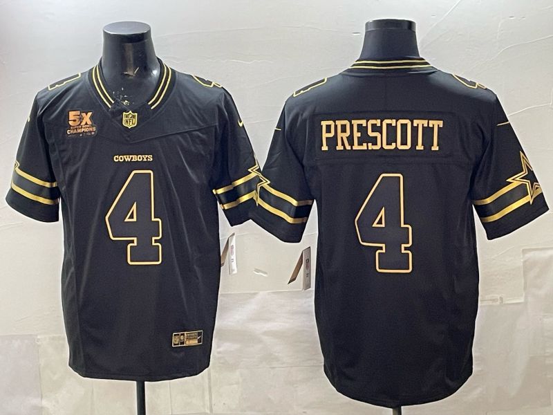 Men 2026 Dallas Cowboys #4 Prescott Black gold 6th generation Nike Limited NFL Jersey style 02